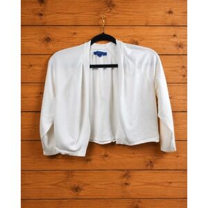 Womens Apartment 9 White Open Front Cotton Shrug Cardigan Size L